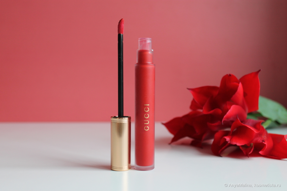 Gucci Liquid Matte Lip Colour Transfer Proof 25 Goldie Red