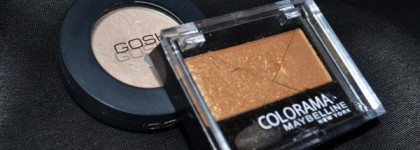 Тени  - пески: Gosh Mono Eye Shadow № 013 Sand & Maybelline New York Colorama №704