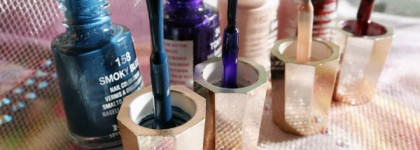 Четыре фаворита от Mavala. Mavala 162 Rose shell, Mavala 158 Smoky blue, Mavala 24  Tokyo, Mavala 259 Madras