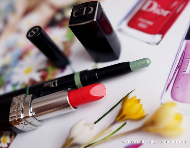 Dior Glowing Gardens Makeup Collection Spring 2016. Dior Diorshow Colour & Contour Eyeshadow & Eyeliner Duo #457 Water Lily. Dior Rouge Dior Couture Colour Voluptious Care #667, Rouge Pimpant