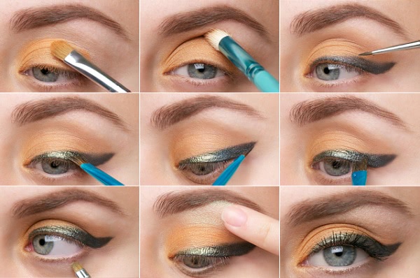 Tutorial. Autumn Duo - Green & Orange Eyes Make-up