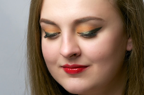 Tutorial. Autumn Duo - Green & Orange Eyes Make-up