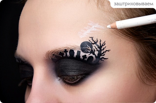Tutorial. Halloween Make-up with Face Lace