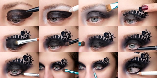 Tutorial. Halloween Make-up with Face Lace