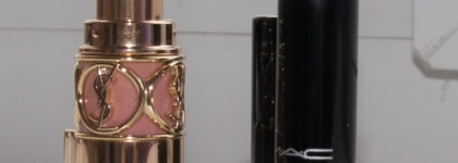 Нюды: MAC Sheen supreme lipstick Bare Again и YSL Rouge Volupté Silky Sensual Radiant Lipstick SPF 15 #2