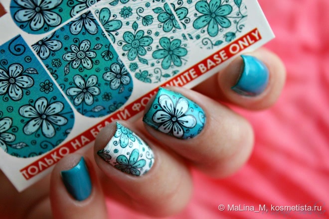 Kiko Nail Lacquer 341 Cobalt Green + слайдер-дизайн Milv N 471 + L'etoile Variete 481 Pas De Bourree