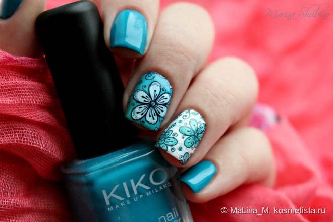 Kiko Nail Lacquer 341 Cobalt Green + слайдер-дизайн Milv N 471 + L'etoile Variete 481 Pas De Bourree