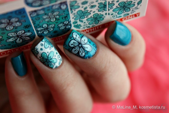 Kiko Nail Lacquer 341 Cobalt Green + слайдер-дизайн Milv N 471 + L'etoile Variete 481 Pas De Bourree