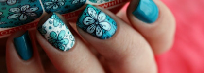 Kiko Nail Lacquer 341 Cobalt Green + слайдер-дизайн Milv N 471 + L'etoile Variete 481 Pas De Bourree