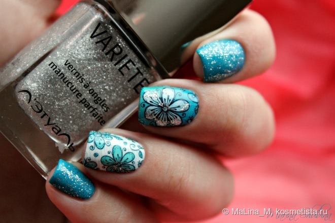 Kiko Nail Lacquer 341 Cobalt Green + слайдер-дизайн Milv N 471 + L'etoile Variete 481 Pas De Bourree