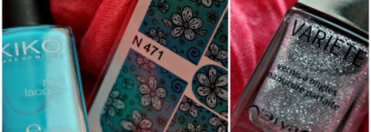 Kiko Nail Lacquer 341 Cobalt Green + слайдер-дизайн Milv N 471 + L'etoile Variete 481 Pas De Bourree