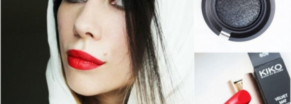 Kiko Colour Sphere Eye Shadow #28 "Carbon Black Pearl" + Kiko Velvet Mat Lipstick #606 "Rosso Aссeso"