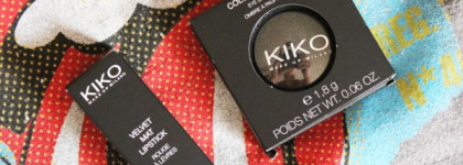Kiko Colour Sphere Eye Shadow #28 "Carbon Black Pearl" + Kiko Velvet Mat Lipstick #606 "Rosso Aссeso"