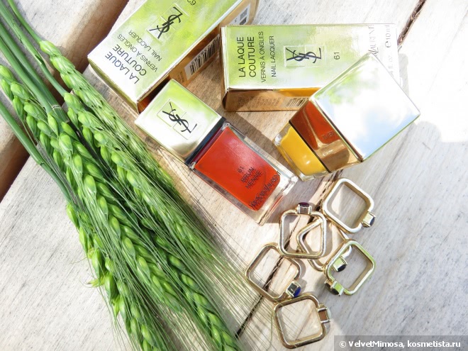 Лаки из летней коллекции 2015 YSL Terre Saharienne: Brun Henne (#61) и Jaune Babouche (#62)