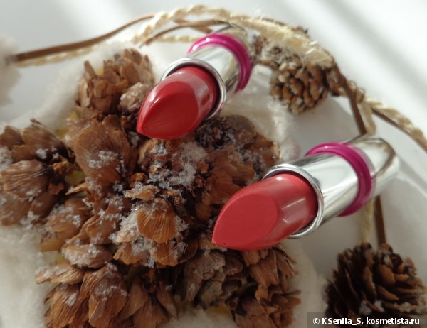 Помада-блеск Lumene Raspberry Miracle Shine Lipstick в оттенках #107 Hot Day и #110 Daybreak