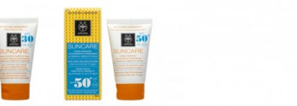 Мои защитники от жаркого солнышка Suncare Light Texture Face Cream for Oily-Combination Skin SPF 30 и Suncare Face Cream for Sensitive Skin SPF 50+ от Apivita