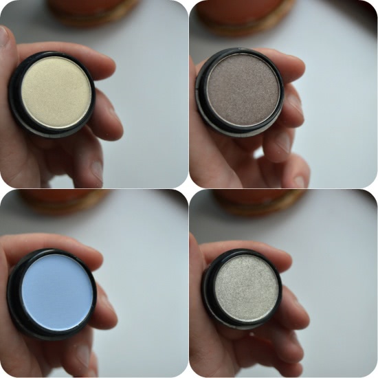 Корейские тени Eyeshadow Small от VOV в оттенках 0245Е (Dolls Brown), 0842Е (Silver Extreme), 0402 (Beach Blue), 0231 (Shine Beige)