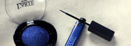 Жидкая подводка Nouba Rainbow Eyeliner №17 и запеченые тени L'arte del bello Glamorous Mono №12 - потянуло на синее