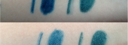 Nyx Slide on pencil в оттенке Tropical Green (sl09) и Nyx Retractable eye liner в оттенке Gypsy Blue (mpe18) - карандаши для глаз