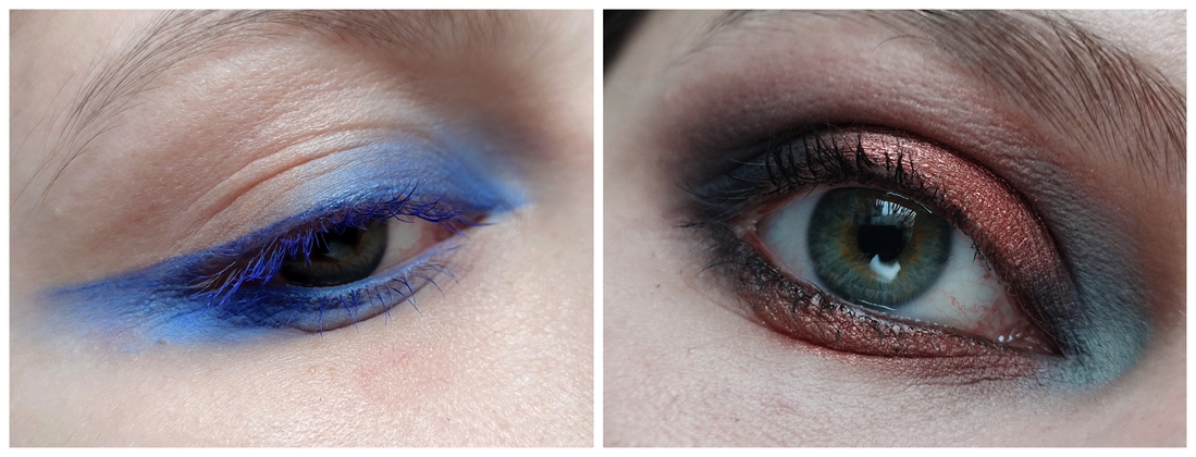 Слева синий под всеми тенями/ справа смесь белого и голубого в уголке глаза