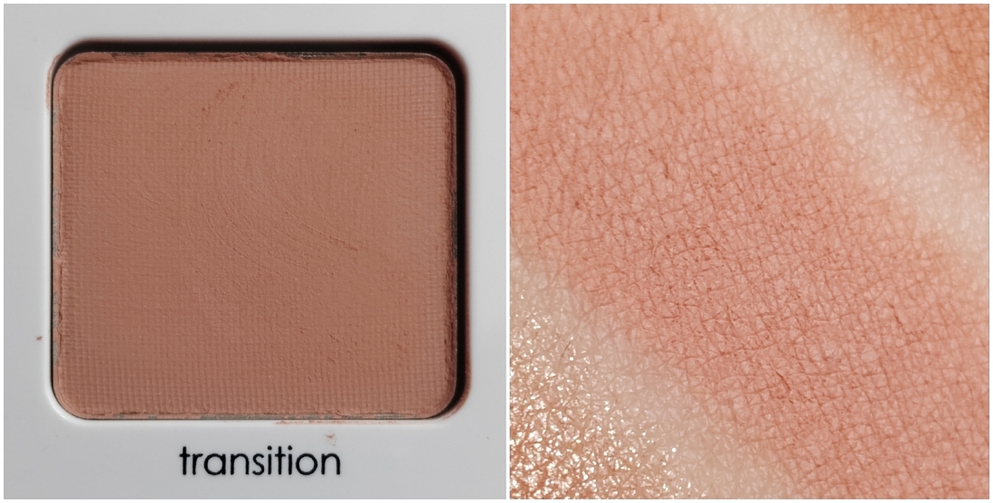 Розово-светло-коричневый матовый. На свотче видно эту розовинку, но на веках её особо не заметно... Хорошо подходит для растушевки границ