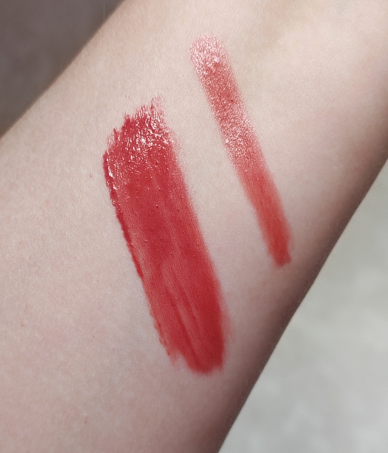 Дневное освещение. Слева - три слоя блеска, справа - один слой