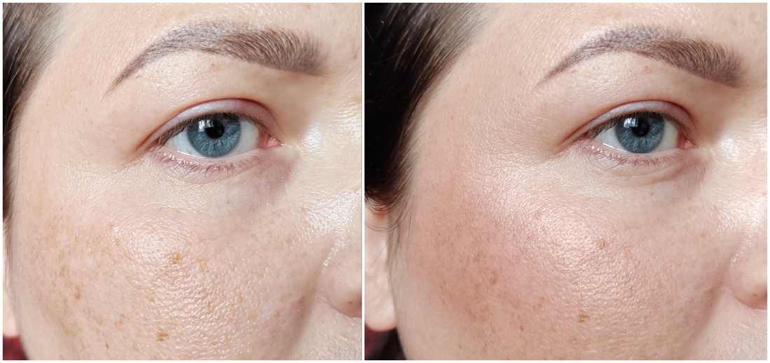 До и после (нанесены румяна + хайлайтер)