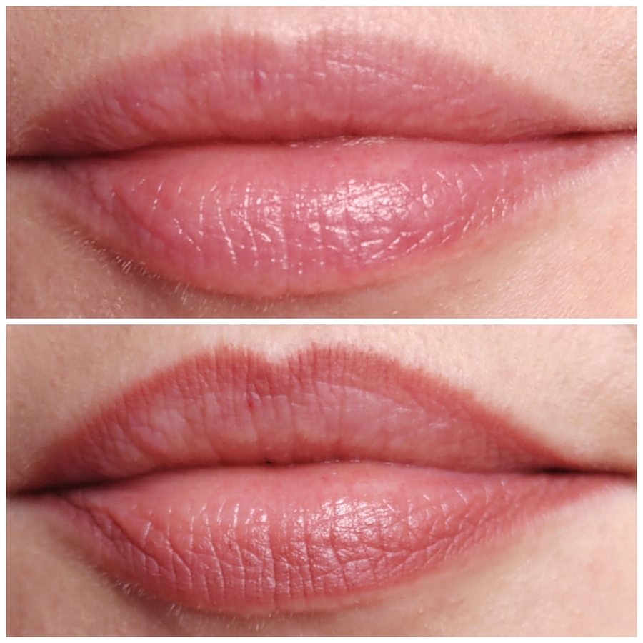 Дневное освещение. Губы ДО/После, с карандашом Influence Beauty 04 по контуру