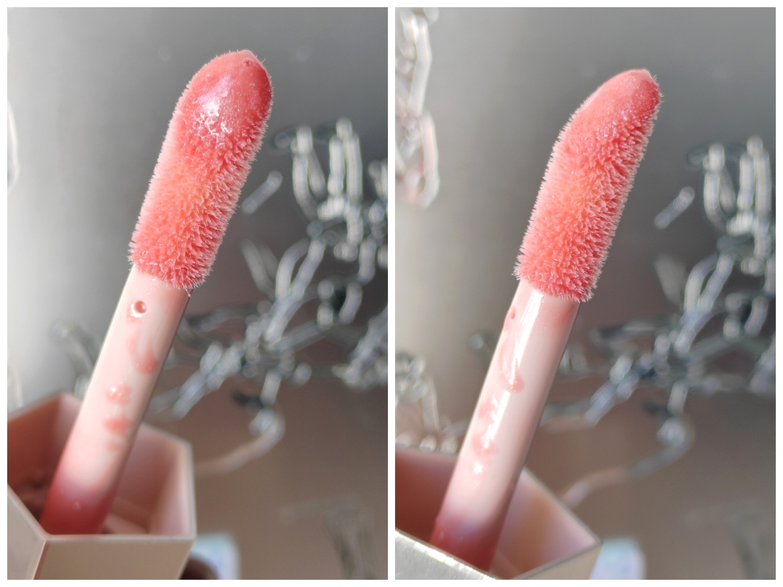 Спонж скошенный, упругий. Ворс средней жёсткости, не царапается. Наносить блеск очень удобно. Дозатор работает хорошо, не протекает и не даёт излишков продукта