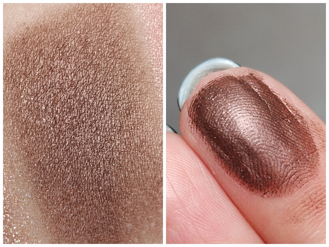 Красивый цвет кофейных зерен. Текстура тонкая, кремово-сатиновая. Хорошо смотрится в моно-макияже. Скатывается!