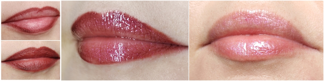 На фото набор № 04: карандаш с блеском в дуэте, и отдельное фото с одним блеском на губах