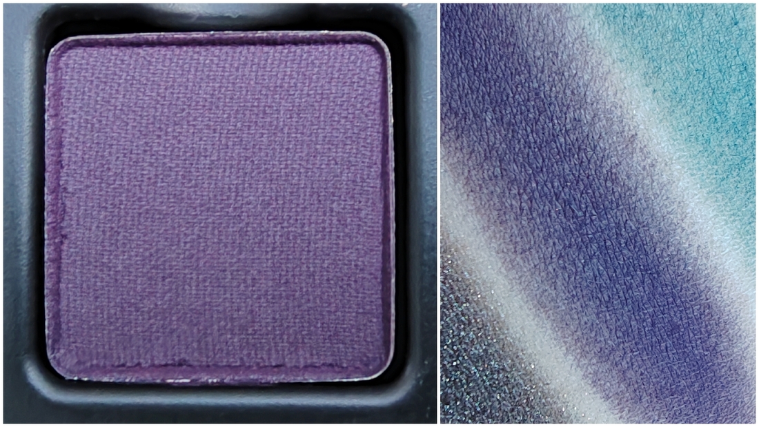 Nuit - сухой матовый, осыпается крошками под глаза.Тушуется нормально, но может и залипнуть. Цвет спелой ежевики.