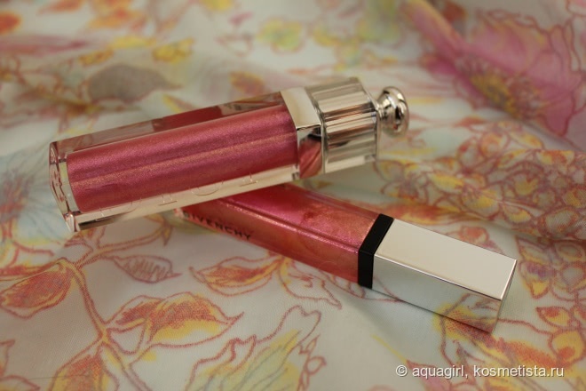 Dior Addict Ultra-Gloss 465 Shock VS Givenchy Gelée D’Interdit Smoothing Gloss Balm Crystal Shine Frozen Rose (6)