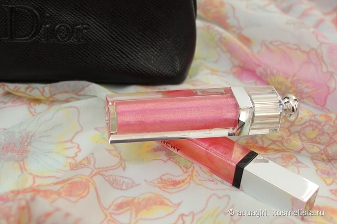 Dior Addict Ultra-Gloss 465 Shock VS Givenchy Gelée D’Interdit Smoothing Gloss Balm Crystal Shine Frozen Rose (6)