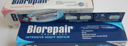 Положительный отзыв на зубные пасты Biorepair: Gum Protection и Intensive Night Repair