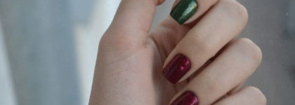 Новогодний красно-зеленый маникюр