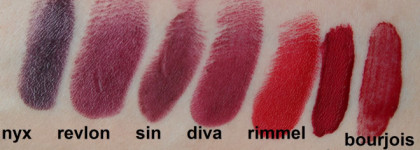 Обзорное сравнение нескольких тёмных помад