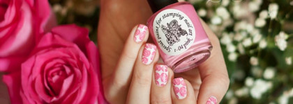 Розовый маникюр с лаками El Corazon и пластиной MoYou London Pro Collection 08