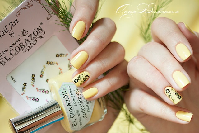 El Corazon Active Bio-gel Color gel polish №423/280 Cream + наклейки для ногтей El Corazon EC b12