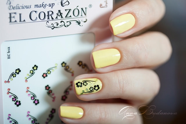 El Corazon Active Bio-gel Color gel polish №423/280 Cream + наклейки для ногтей El Corazon EC b12