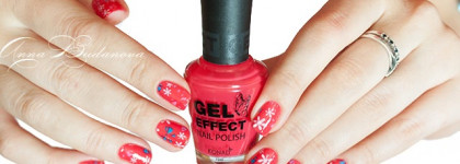 Konad Gel Effect Nail Polish №07 Reddish Pink и переводная фольга GL86