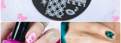 Стемпинг с диском Kaleidoscope №Kst-111 и лаками для стемпинга Kaleidoscope №st-14 fuchsia, №st-17 turguoise