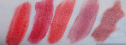 Жидкие матовые помады - четыре Bourjois Rouge Edition Velvet Lipstick и одна Guerlain Rouge G L'extrait Crème de Rouge Intense Matte Colour
