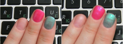Что получится, если смешать розовый и аквамариновый? CND Shellac Power Polish Color Coat Tutti Frutti и Hotski to Tchotchke