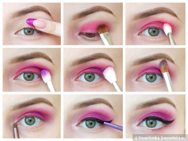 Макияж глаз розовый с фиолетовым