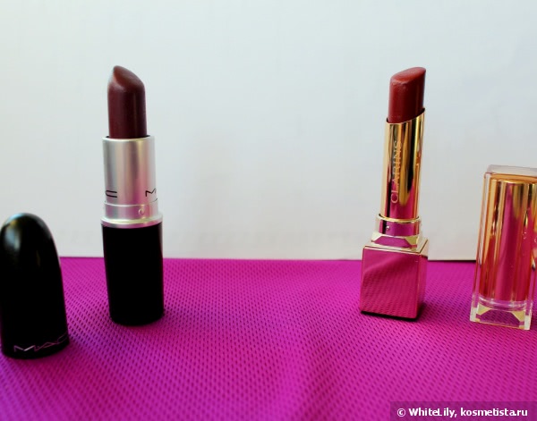 Помады винного оттенка в моей косметичке: MAC Dark Side (Amplified) и Clarins Rouge Eclat №07 Red Wine