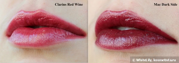 Помады винного оттенка в моей косметичке: MAC Dark Side (Amplified) и Clarins Rouge Eclat №07 Red Wine