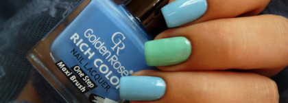 Многоцветный дизайнерский маникюр лаками Golden Rose Rich Color Nail Laquer №62,65,68 + стемпинг Konad