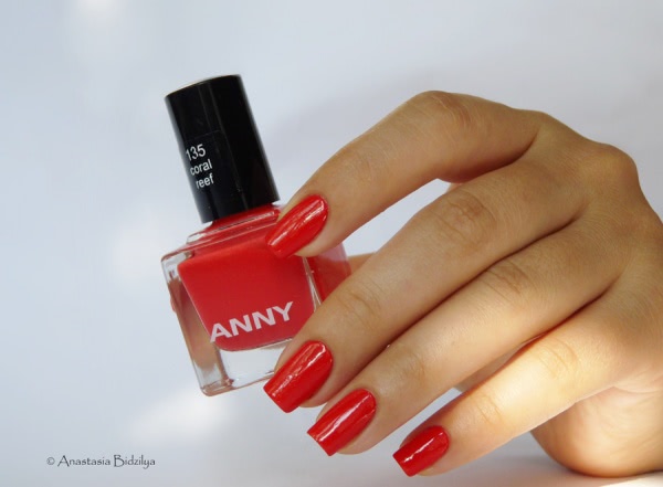 Anny Nail Lacquer - №135 Coral Reef + стемпинг Moyou London XL Sailor Collection №05