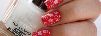 Anny Nail Lacquer - №135 Coral Reef + стемпинг Moyou London XL Sailor Collection №05